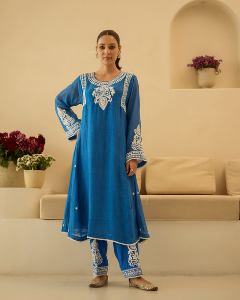Blue Jasmine – Dori Embroidered A-Line Suit Set